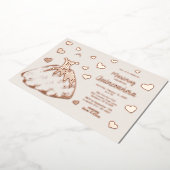 アイボリーバラ金ゴールドハートキンセアニラ招待状 箔シーズンカード (回転した状態)