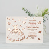 アイボリーバラ金ゴールドハートキンセアニラ招待状 箔シーズンカード (立ち正面)