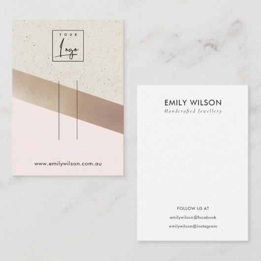 アイボリーバラ金箔ピンクセメントヘアクリップディスプレイ 名刺 (正面/裏面)