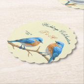 アイボリーパステルロベバーズロマンチック結婚ブルーバード ペーパーコースター (アングル)