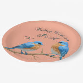 アイボリーパステルロベバーズロマンチック結婚ブルーバード ペーパープレート (アングル)