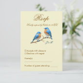 アイボリーパステルロベバーズロマンチック結婚ブルーバード 出欠カード (スタンド正面)