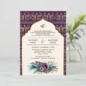 アイボリーパープルピーコックアナンドカラジシーク結婚ズ 招待状 (スタンド正面)
