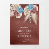 アイボリーパームパンパスシナモンバラオールインワン結婚ズ 三つ折り招待状 (カバー)