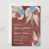 アイボリーパームパンパスシナモンバラ結婚ズ 招待状 (正面)