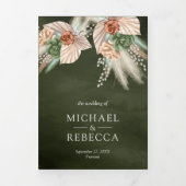 アイボリーパーム自然フローラパンパスセージグリーン結婚ズ 三つ折り招待状 (カバー)