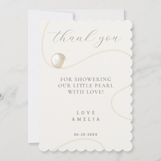 アイボリーパールエレガントベビーシャワー サンキューカード (正面)