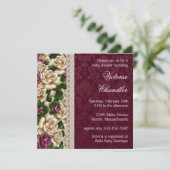 アイボリーパールピンクのローズダマスクベビーガールシャワー 招待状 (スタンド正面)