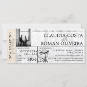 アイボリーパ結婚リズボーディングパス招待状 (正面)