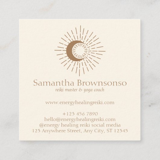 アイボリーヒーリングサンムーンスピリチュアルエネル太陽のギー スクエア名刺 (裏面)