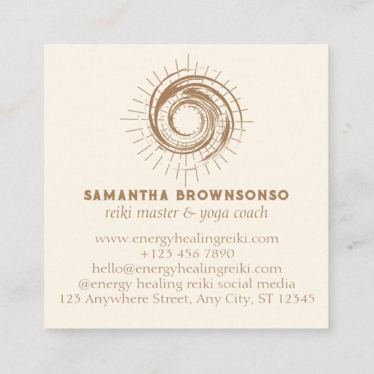 アイボリーヒーリングダークカールサンムーンスピリチュアル スクエア名刺 (裏面)