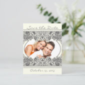 アイボリービクトリアンペイズリー写真の日付を保存する 案内ポストカード (スタンド正面)