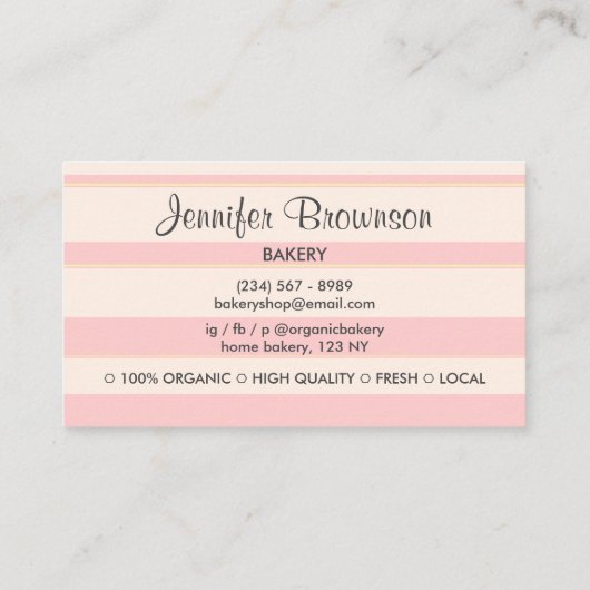 アイボリーピンクおいしいベーカリーケーキスイーツキャンディーショップ 名刺 (裏面)