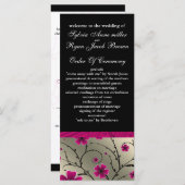 アイボリーピンクとブラックのフローラ結婚式 プログラム (正面/裏面)