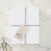 アイボリーピンクと金ゴールドフローラボホ結婚のモノグラム ギフトタグ (より糸付き)