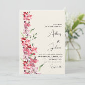 アイボリーピンクのブルゴーニュのミントグリーン結婚フローラ 招待状 (スタンド正面)