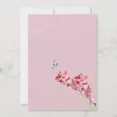 アイボリーピンクのブルゴーニュのミントグリーン結婚フローラ 招待状 (裏面)