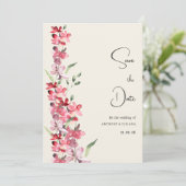 アイボリーピンクのブルゴーニュのミントフローラ日付を保存 招待状 (スタンド正面)