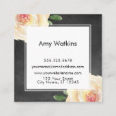 アイボリーピンクウォーター色バラシャルボード背景 スクエア名刺 (裏面)