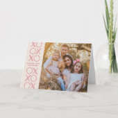 アイボリーピンクジオメトリックXOバレンタインデーのフォトカード サンキューカード (正面)