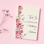 アイボリーピンクバーガンディーミントグリーンフローラありがとう 招待状
