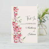 アイボリーピンクバーガンディーミントグリーンフローラありがとう 招待状 (スタンド正面)