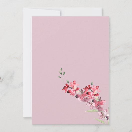 アイボリーピンクバーガンディーミントグリーンフローラありがとう 招待状 (裏面)