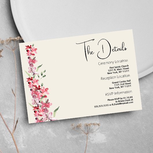 アイボリーピンクバーガンディーミントグリーンフローラ詳細カード エンクロージャーカード