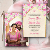 アイボリーピンクフローラフォトアナンドKarajシーク結婚ズ 招待状