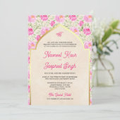 アイボリーピンクフローラフォトアナンドKarajシーク結婚ズ 招待状 (スタンド正面)