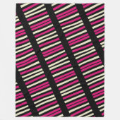 アイボリーピンクブラックストライプ フリースブランケット (正面)