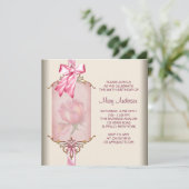 アイボリーピンクローズウーマンズバースデーパーティー 招待状 (スタンド正面)