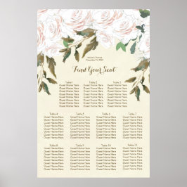 アイボリーピンク赤面結婚フローラ座席表 ポスター
