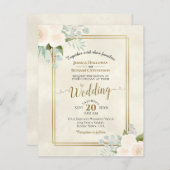 アイボリーピーチバラシックバジェット結婚式招待状 (正面/裏面)
