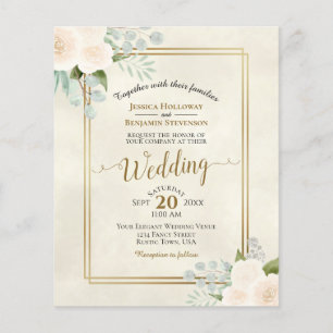 アイボリーピーチバラシックバジェット結婚式招待状