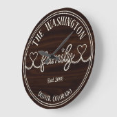 アイボリーファミリスクリプトによる木目エフェクトの背景 ラージ壁時計 (傾斜)