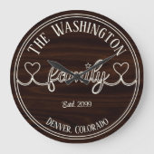 アイボリーファミリスクリプトによる木目エフェクトの背景 ラージ壁時計 (正面)