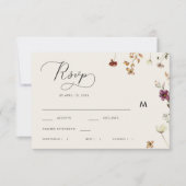アイボリーフォール ワイルドフラワーズ カリグラフィー オータム ウェディング 出欠カード (正面)