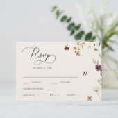 アイボリーフォール ワイルドフラワーズ カリグラフィー オータム ウェディング 出欠カード (スタンド正面)
