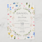 アイボリーフラワーウォーター結婚カラー 招待状 (正面/裏面)