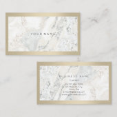 アイボリーフレーム金属石灰色ミニマル大理石 名刺 (正面/裏面)