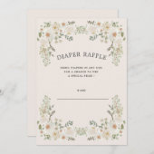 アイボリーフローラおむつラッフルチケット招待 招待状 (正面/裏面)