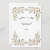 アイボリーフローラおむつラッフルチケット招待 招待状 (正面/裏面)