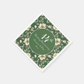 アイボリーフローラとエメラルド結婚の記念日 スタンダードカクテルナプキン (角)