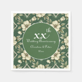 アイボリーフローラとエメラルド結婚の記念日 スタンダードカクテルナプキン