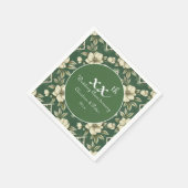 アイボリーフローラとエメラルド結婚の記念日 スタンダードカクテルナプキン (角)