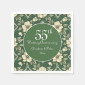 アイボリーフローラとエメラルド結婚の記念日 スタンダードカクテルナプキン (正面)