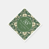 アイボリーフローラとエメラルド結婚の記念日 スタンダードカクテルナプキン (角)