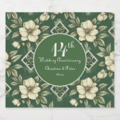 アイボリーフローラとエメラルド結婚の記念日 スパークリングワインラベル (シングルラベル)