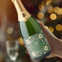 アイボリーフローラとエメラルド結婚の記念日 スパークリングワインラベル
